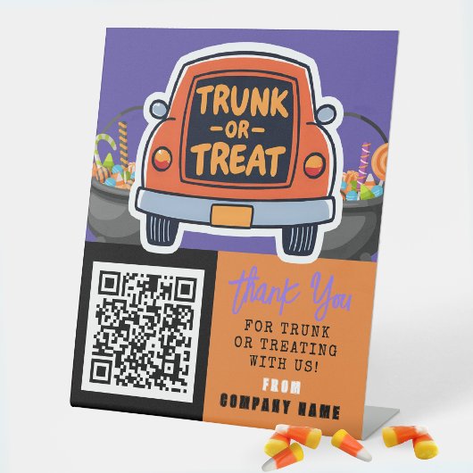 Trunk or Treat Halloween Business Bedankt Reclamebord Met Voetstuk