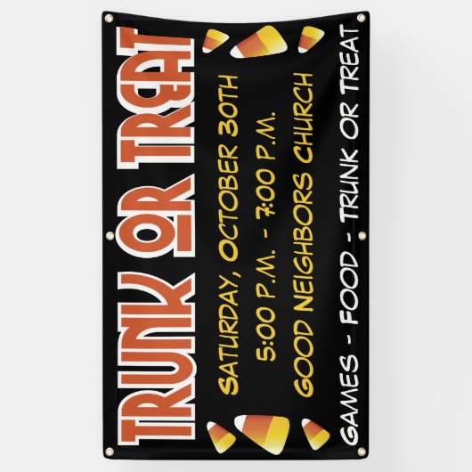 Trunk or Treat Halloween Candy Corn Event Spandoek (Verticaal)
