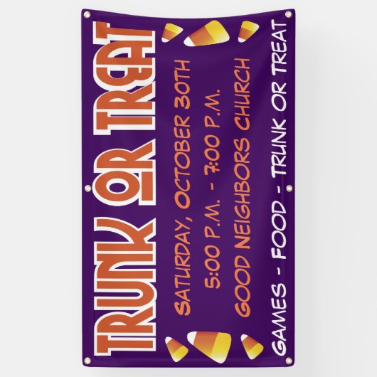 Trunk or Treat Halloween Candy Corn Spandoek (Verticaal)