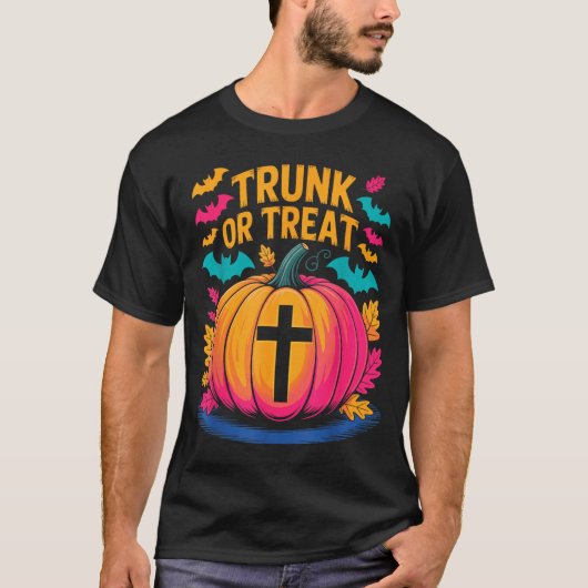 Trunk Or Treat Halloween Costume Christian Pumpkin T-shirt (Voorkant)
