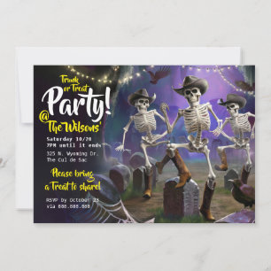 Trunk or Treat Halloween-dansfeest, skeletten Kaart