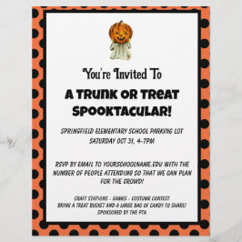 Trunk or Treat Halloween gestippelde feestuitnodig Flyer