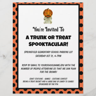 Trunk or Treat Halloween gestippelde feestuitnodig Flyer