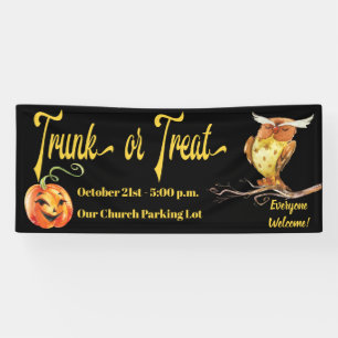 Trunk or Treat Halloween Pumpkin & Owl Spandoek