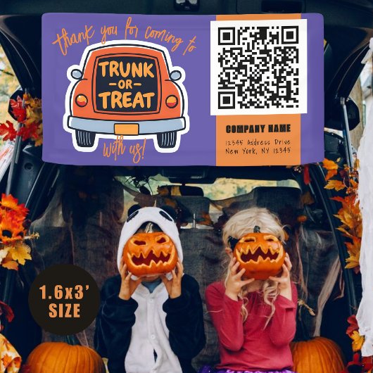 Trunk or Treat Halloween QR Business Spandoek