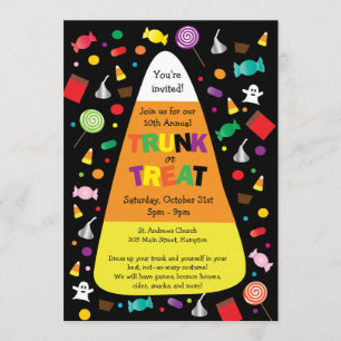 Trunk or Treat Halloween Snoep Invitation Kaart