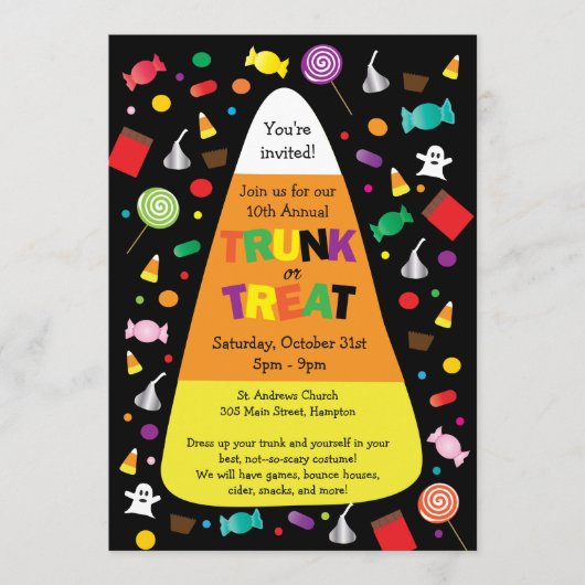 Trunk or Treat Halloween Snoep Invitation Kaart (Voorkant)
