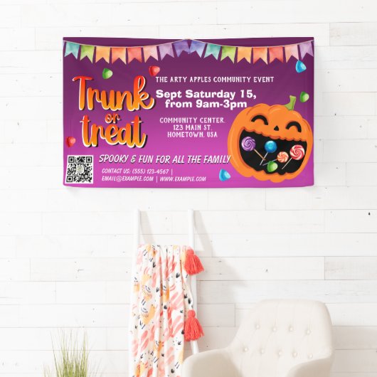 Trunk or Treat Halloween-spandoek qr-code Spandoek (Insitu)