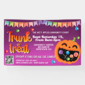 Trunk or Treat Halloween-spandoek qr-code Spandoek (Horizontaal)