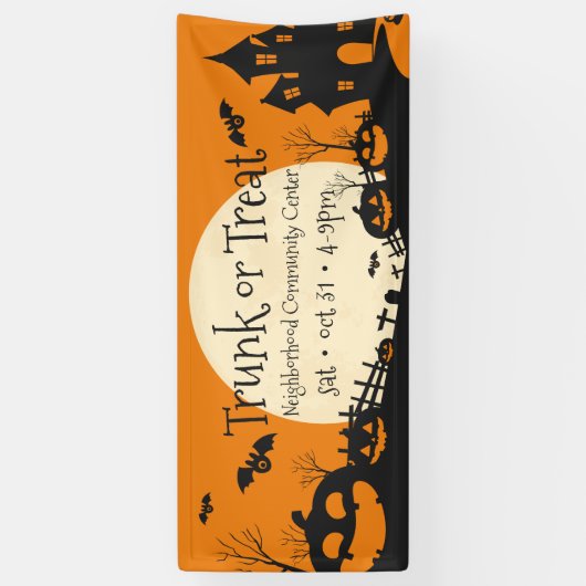 Trunk or Treat Haunted Halloween Party Spandoek (Verticaal)