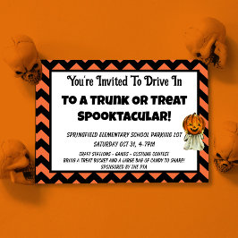 Trunk or Treat Kinder Halloween Party Sjabloon Kaart