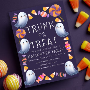 Trunk or Treat Schattige Ghosts Snoep Halloween Pa Kaart