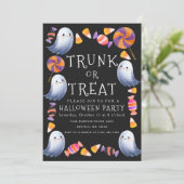 Trunk or Treat Schattige Ghosts Snoep Halloween Pa Kaart (Staand voorkant)