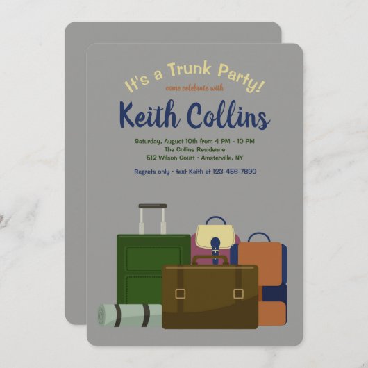 Trunk Party (mannelijke) uitnodiging (Voorkant / Achterkant)
