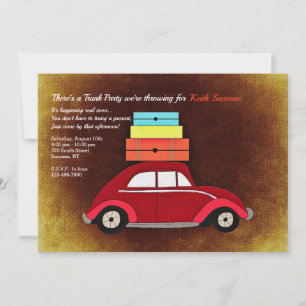Trunk Party met rode auto uitnodiging