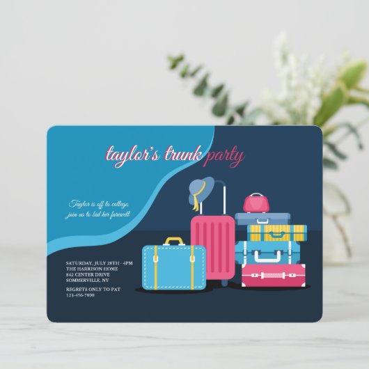 Trunk Party voor meisje Kaart (Staand voorkant)