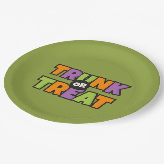 Trunk Treat QR Code Zakelijk Zakelijk Feestfeest Papieren Bordje (Gekanteld)