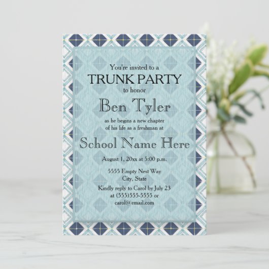 Trunk van het Navy and Light Blue Diamond Pattern Kaart (Staand voorkant)