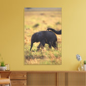 Trunk van olifanten die de nakomelingen raken, Ken Canvas Afdruk (Insitu (Woonkamer))