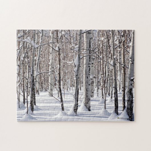 Trunks met zwarte & witte asfalen en sneeuwfoto legpuzzel (Horizontaal)
