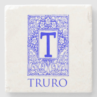 Truro Blue Monogram Stone Onderzetter