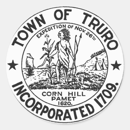 Truro Cape Cod Massachetts Town Seal Round Sticker (Voorkant)