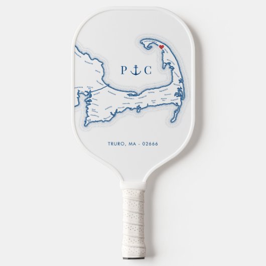 Truro Cape Cod Navy Blauw Monogram Pickleball Paddle (Voorkant)