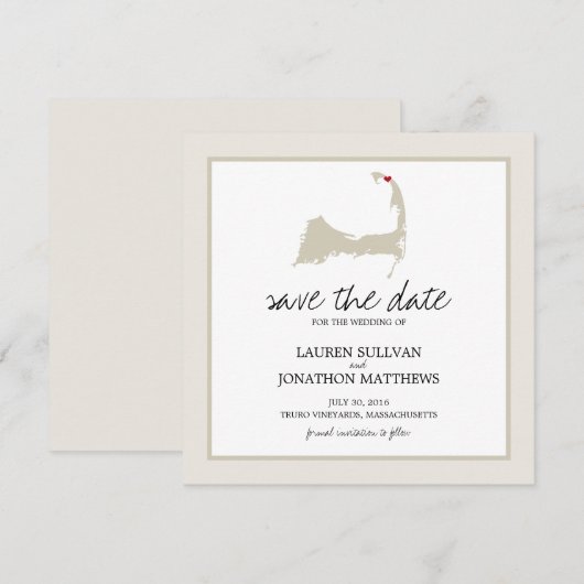 Truro Cape Cod Wedding Save the Date (Voorkant / Achterkant)