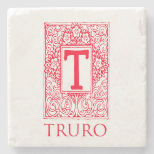 Truro Red Monogram Stone Onderzetter