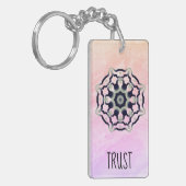 *~* "TRUST" Black Grey Mandala Heart Chakra Pink Sleutelhanger (Voorkant Links)