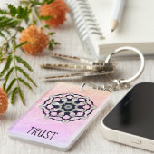 *~* "TRUST" Black Grey Mandala Heart Chakra Pink Sleutelhanger (Voorkant Rechts)