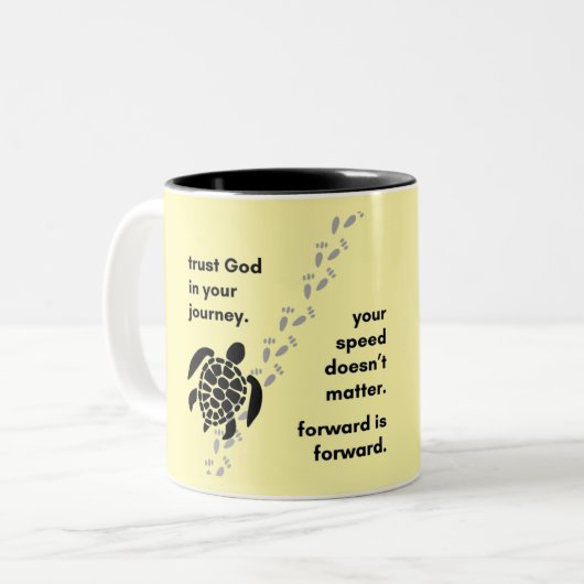 Trust God In Your Journey Mug Tweekleurige Koffiemok (Voorkant links)