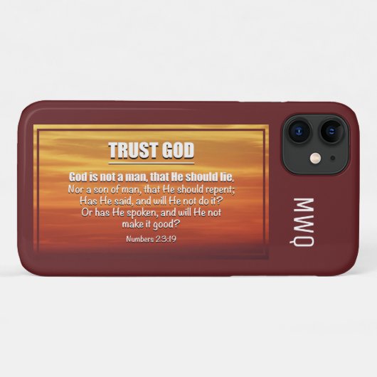 TRUST GOD | Nummers 23:19 Christelijke scripts Case-Mate iPhone Case (Achterkant (horizontaal))