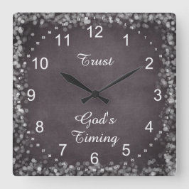 Trust God's Timing Quote Vierkante Klok