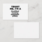 Trust I is een gecertificeerde verpleegassistent ( Visitekaartje (Voorkant / Achterkant)