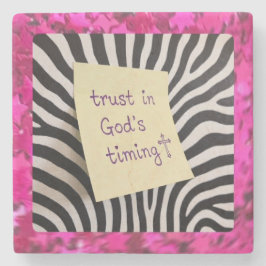 Trust in God's Timing pink glitter zebra y2k Stenen Onderzetter