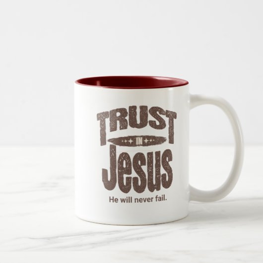 Trust in Jesus mug Tweekleurige Koffiemok (Rechts)