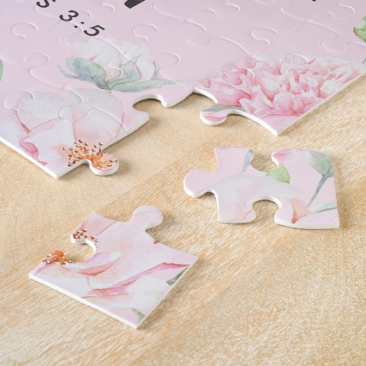 Trust in the Lord Pink Floral Scripting Legpuzzel (Zijkant)
