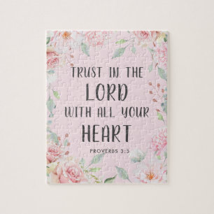 Trust in the Lord Pink Floral Scripting Legpuzzel