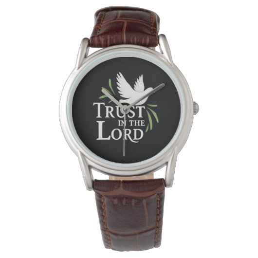 Trust in the Lord White Dove Christian Horloge (Voorkant)