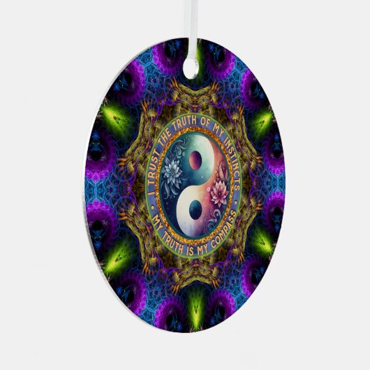 Trust Instincts Growth Compass Direction Inspire Metalen Ornament (Voorkant Rechts)