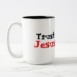 Trust Jesus Christian Quote Tweekleurige Koffiemok