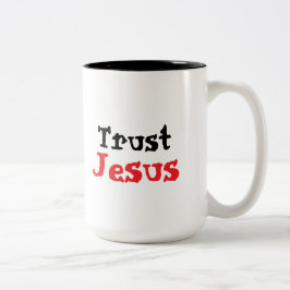 Trust Jesus Christian Quote Tweekleurige Koffiemok