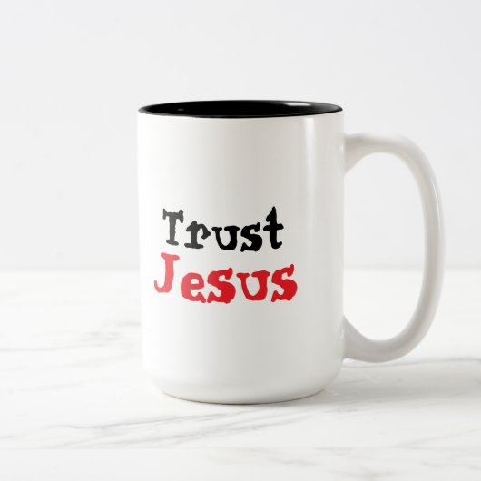 Trust Jesus Christian Quote Tweekleurige Koffiemok (Rechts)