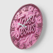 Trust Jesus Pink Marble Grote Klok (Hoek)