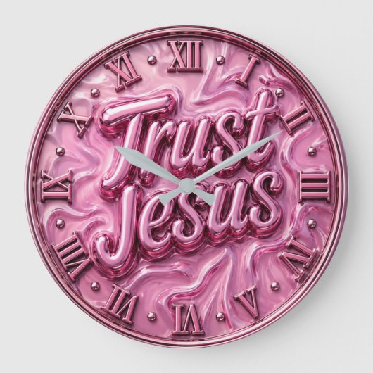 Trust Jesus Pink Marble Grote Klok (Voorkant)