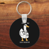 Trust Me I'm A Ductor Whimsical Duck Doctor Animal Sleutelhanger (Voorkant)