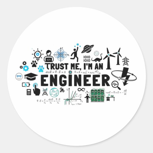 TRUST ME, I'M AN ENGINEER feat Maxwell Gleichungen Ronde Sticker (Voorkant)