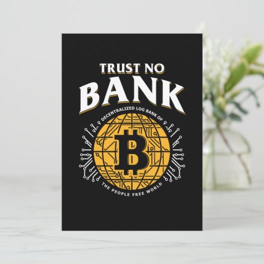 Trust No Bank Bitcoin BTC Cryptocurrency Crypto Gi Kaart (Staand voorkant)