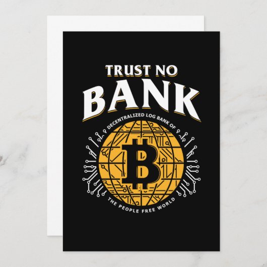 Trust No Bank Bitcoin BTC Cryptocurrency Crypto Gi Kaart (Voorkant / Achterkant)